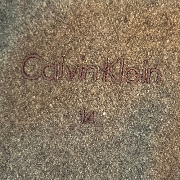 Calvin Klein Women Gray Wool Blend Winter Pea Coat Knit Collar and cuff Size 14 - Picture 3 of 13